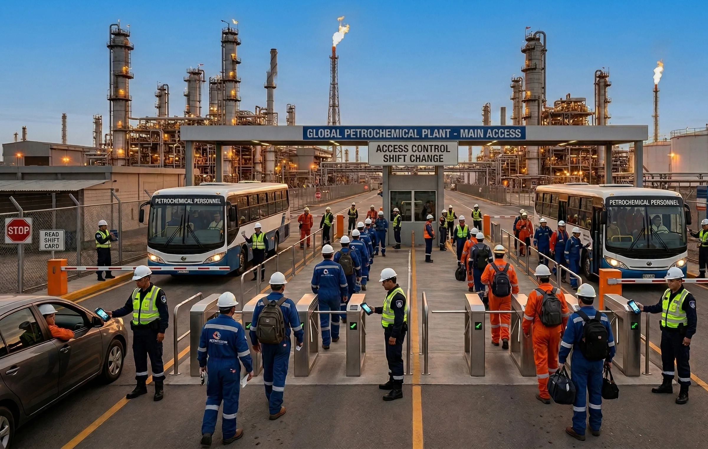 Mobile access control at a petrochemical plant